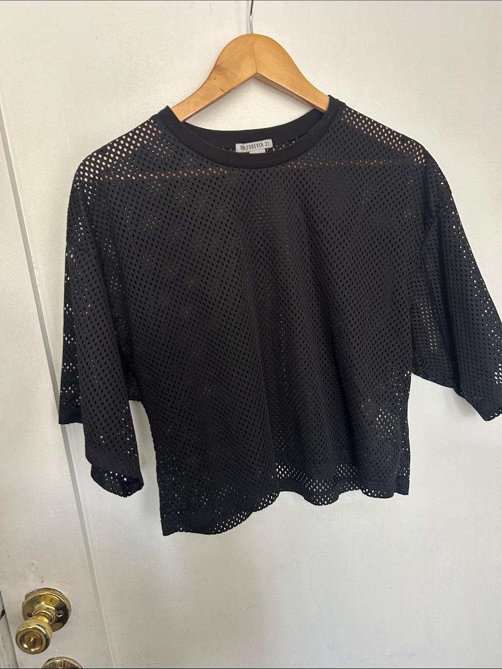 Forever 21 Black Mesh Cropped Tee